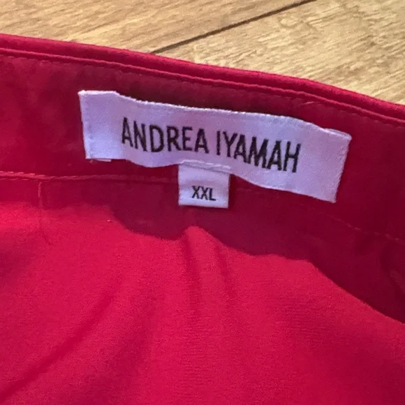 Andrea Iyamah Red Silk Pants Set - Picture 3 of 5